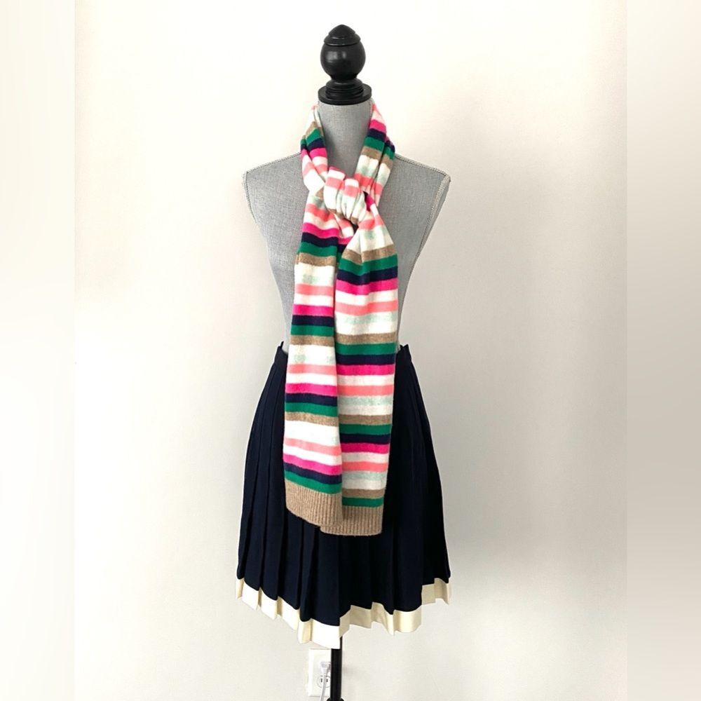 J. Crew Factory Extra Soft Yarn Striped Scarf Long Multicolor Colorful Preppy